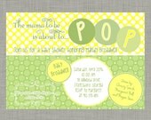 The mama to be is about to POP Baby Shower Invitation - Neutral Green & Yellow - Digital File