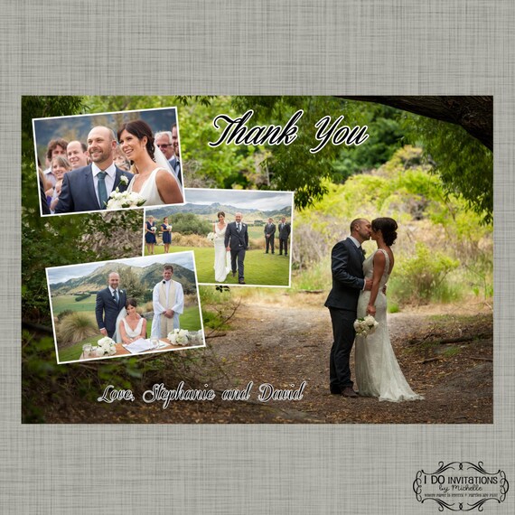 Wedding Thank You Photo Card - Full Photo Collage - Digital File Il_570xn