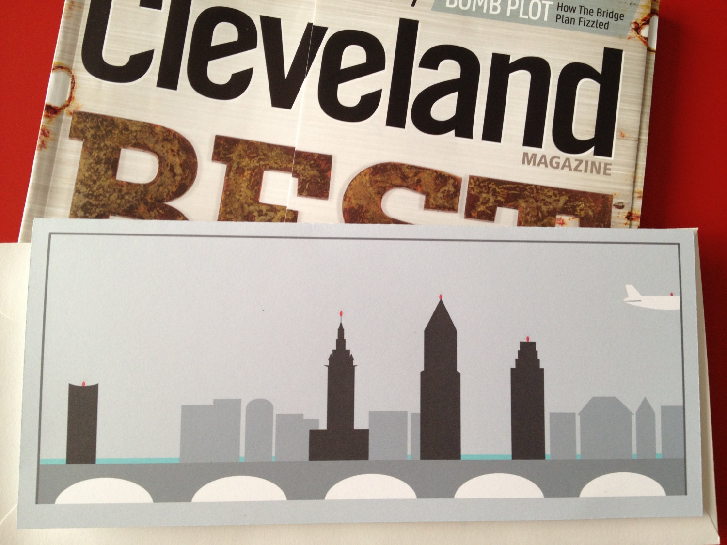 Cleveland Skyline panoramic greeting card I love Cleveland and the lake