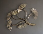 Curtis Jere Metal Wall Sculpture 1980s Flowering Branches Brass Wall Hanging