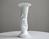Antique Milk Glass Hand Vase Victorian Posy Vase circa 1900