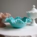 Turquoise Silver Crest Blue Milk Glass Bowl by Fenton, 1950s