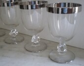 Silver Rim Crystal Goblet / Set 9 Dorothy Thorpe Style