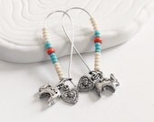 Bunny Earrings - Southwest, Pearl, Turquoise, Coral Seed Beads