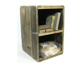 Wood Crate Furniture Side Table Rustic Wooden End Table Solid Wood Bedside Crate Table