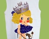 Princess in Navy Blue white Polka Dots T-Shirt, Tank or Bodysuit  Any Hair  color  by ChiTownBoutique.etsy
