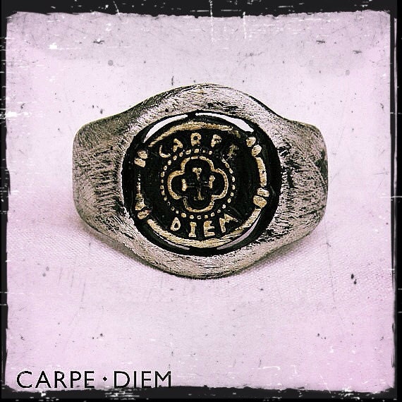 Carpe Diem Silver Brass Mens Rings Ring Wedding Engagement Band Jewelry Jewellery CDR-260