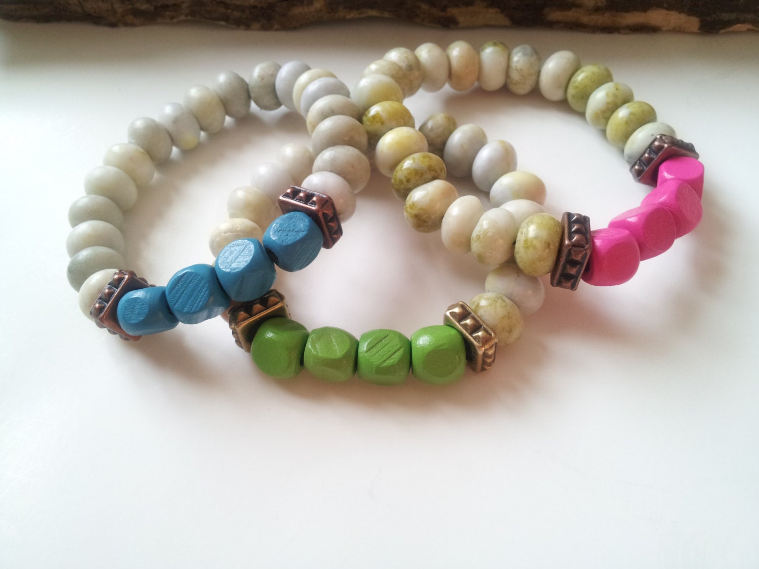 Hot pink, neon stretch bracelet, friendship bracelet