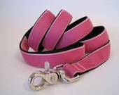 Hot Pink Velvet Dog Leash, Pink Velvet Lead, 5 foot, Dog Lead, Pink Velvet Leash, Pink Leash