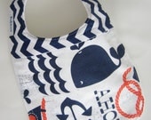 Baby Bibs - Nautical Bib / Navy Chevron Bib / Designer Baby
