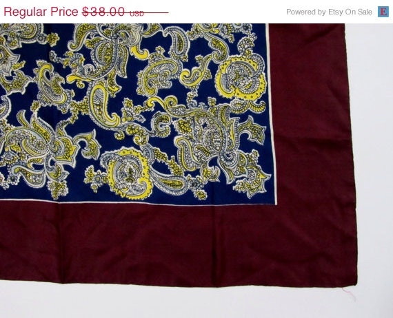1930s 1940s Silk Scarf in Paisley Large