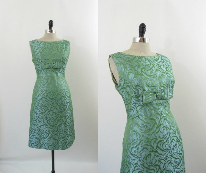 1960s Dress Brocade Cocktail Party Dress S M