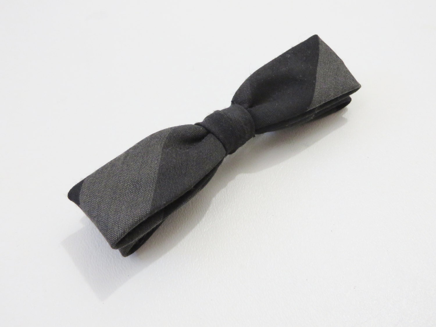 1950s 1960s Bow Tie Vintage Black & Grey Stripe Tie