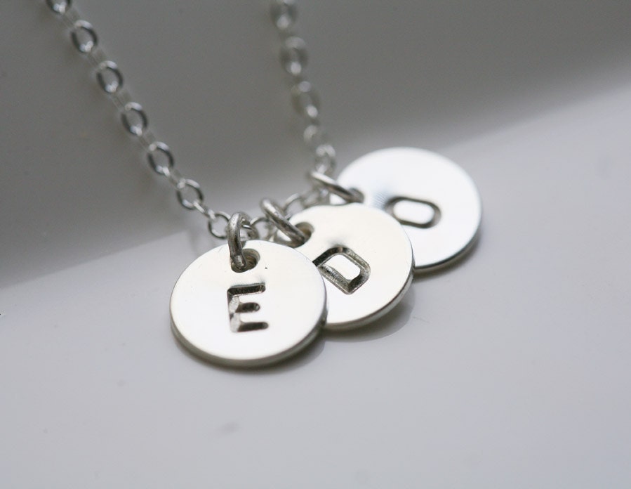 Initial necklace,Three initial letter charms,Sterling Silver necklace,Monogram,Personalize,Wedding Jewelry,Birthday gift