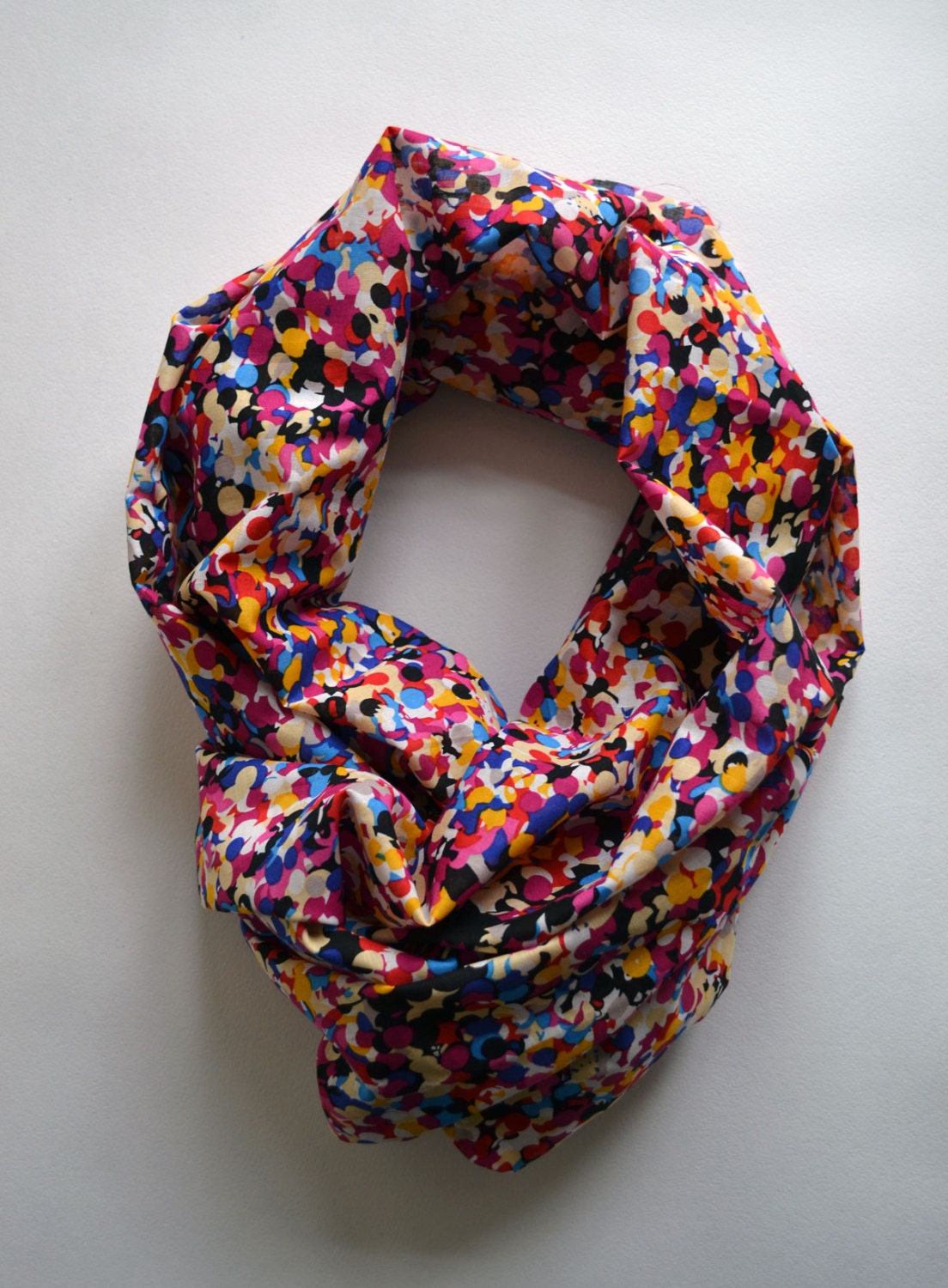 INFINITY SCARF - Screen Printed -  Cotton Scarf - Multicolor Spring Scarf - Spring Fashion