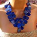 Natural Royal Blue Lapis Bib Necklace. Organic Shard Statement Necklace.