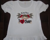 Embroidered - I love to cheer Cheerleader shirt with personalization - choose short or long sleeve - choose team colors & hair color