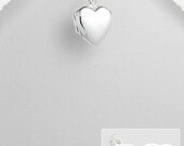 Tiny sterling silver heart locket pendant necklace