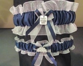 United States Coast Guard Garter set in navy blue fabric with white organza - CreativeGarters United States Coast Guard Garter set in navy blue fabric with white organza - CreativeGarters
