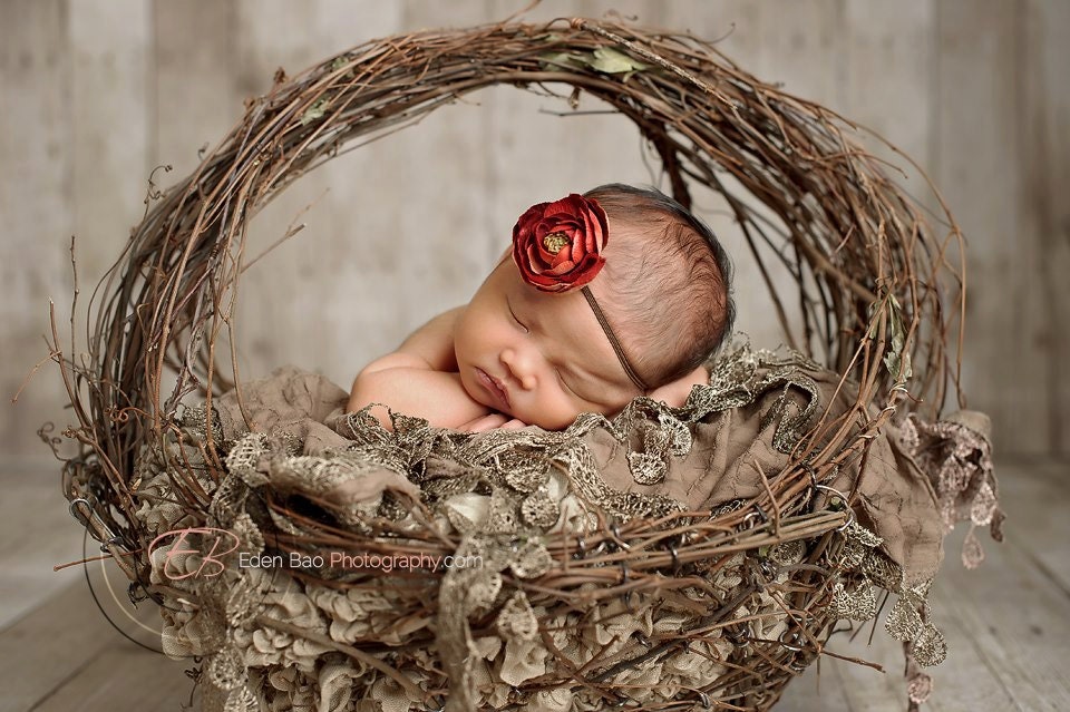 Shabby Chic Inspired Red Flower Headband