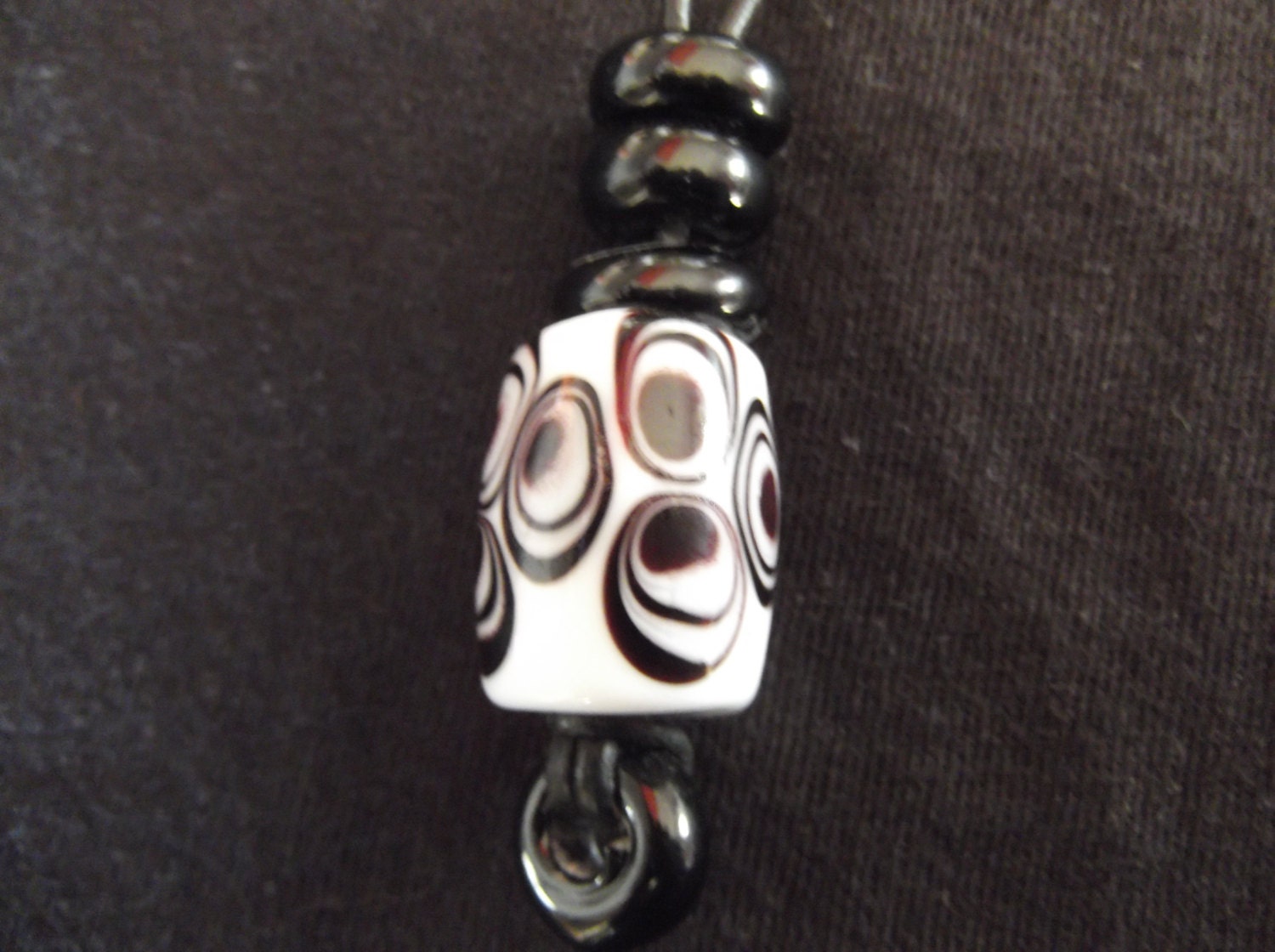 hand blown black and white glass beads necklace