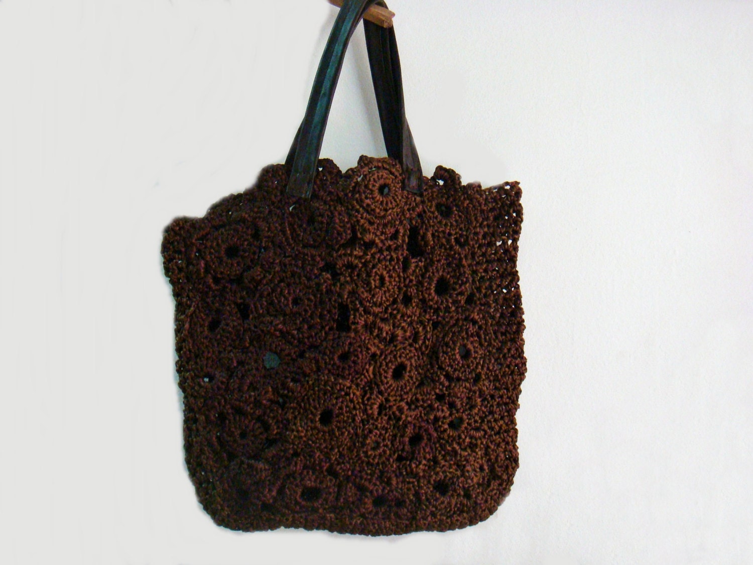 Brown Crochet Tote Bag OOAK