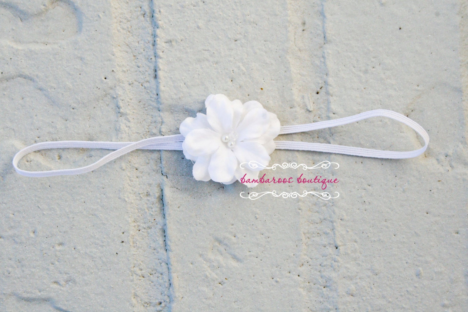 white baby headband, newborn headbands, small white flower, infant headband, toddler headband, baptism headband