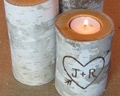 Personalized Birch Bark Candles Wedding Centerpieces Cottage Chic Rustic Wedding