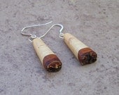 Rustic Wood Earring And Sterling Silver Ear Wares, Pecan Tree Branch Wooden Earring - 793