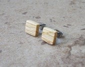 Rustic White Oak Wood Stud/Post Earrings - Spring Jewelry - Nickel free Stud - 930