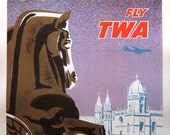 David Klein PORTUGAL TWA poster pro LINEN Backed original