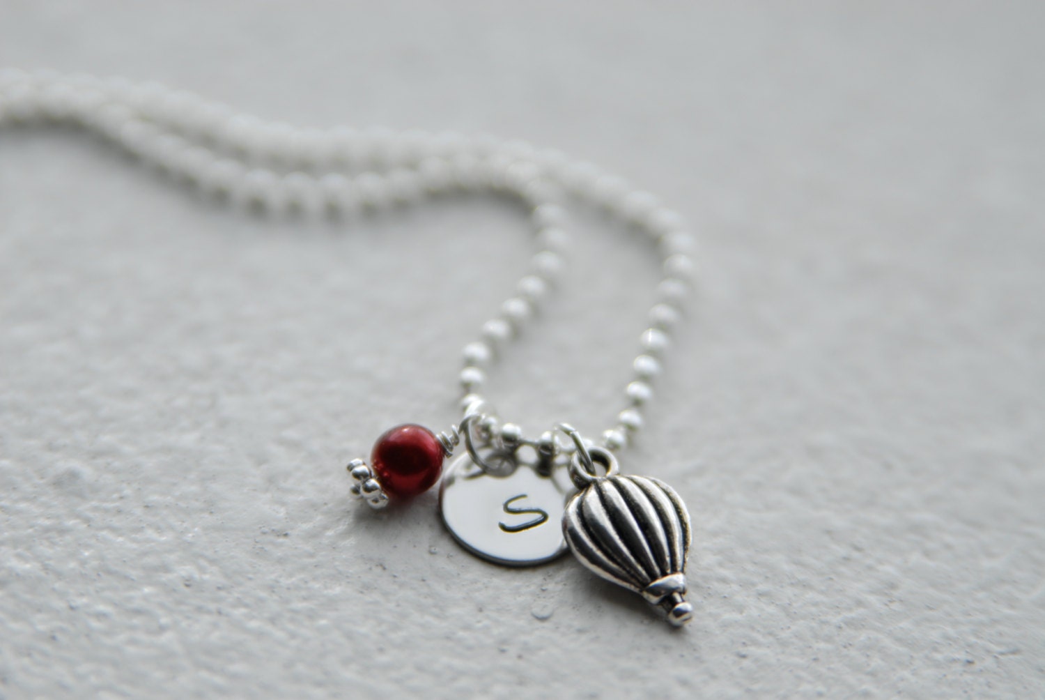 Fly High Hot Air Balloon Personalized pearl necklace