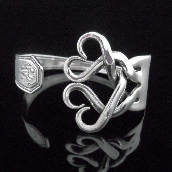Silver Fork Bracelet in Original Weaving Hearts Design