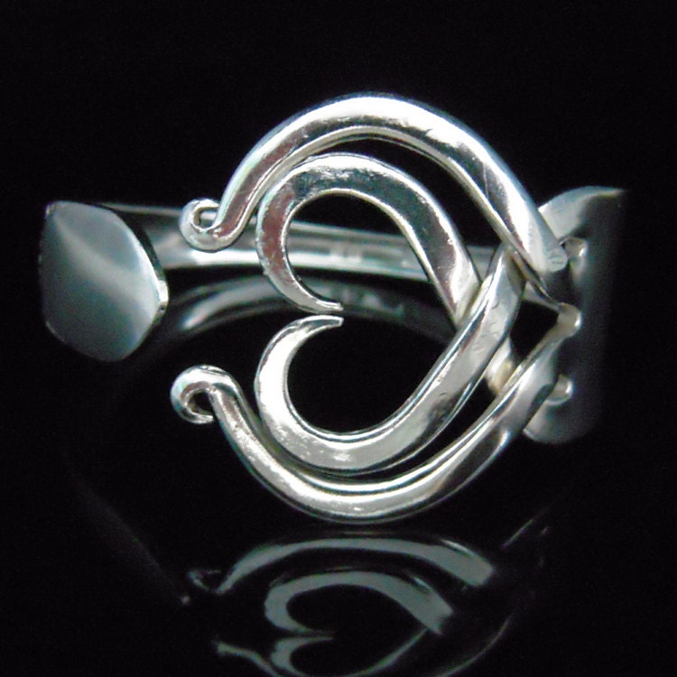 Recycled Jewelry Fork Bracelet in Heart Design Number Three