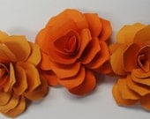 Paper Flower Embellishments  set of 3  Orange and Mustard 3 inches