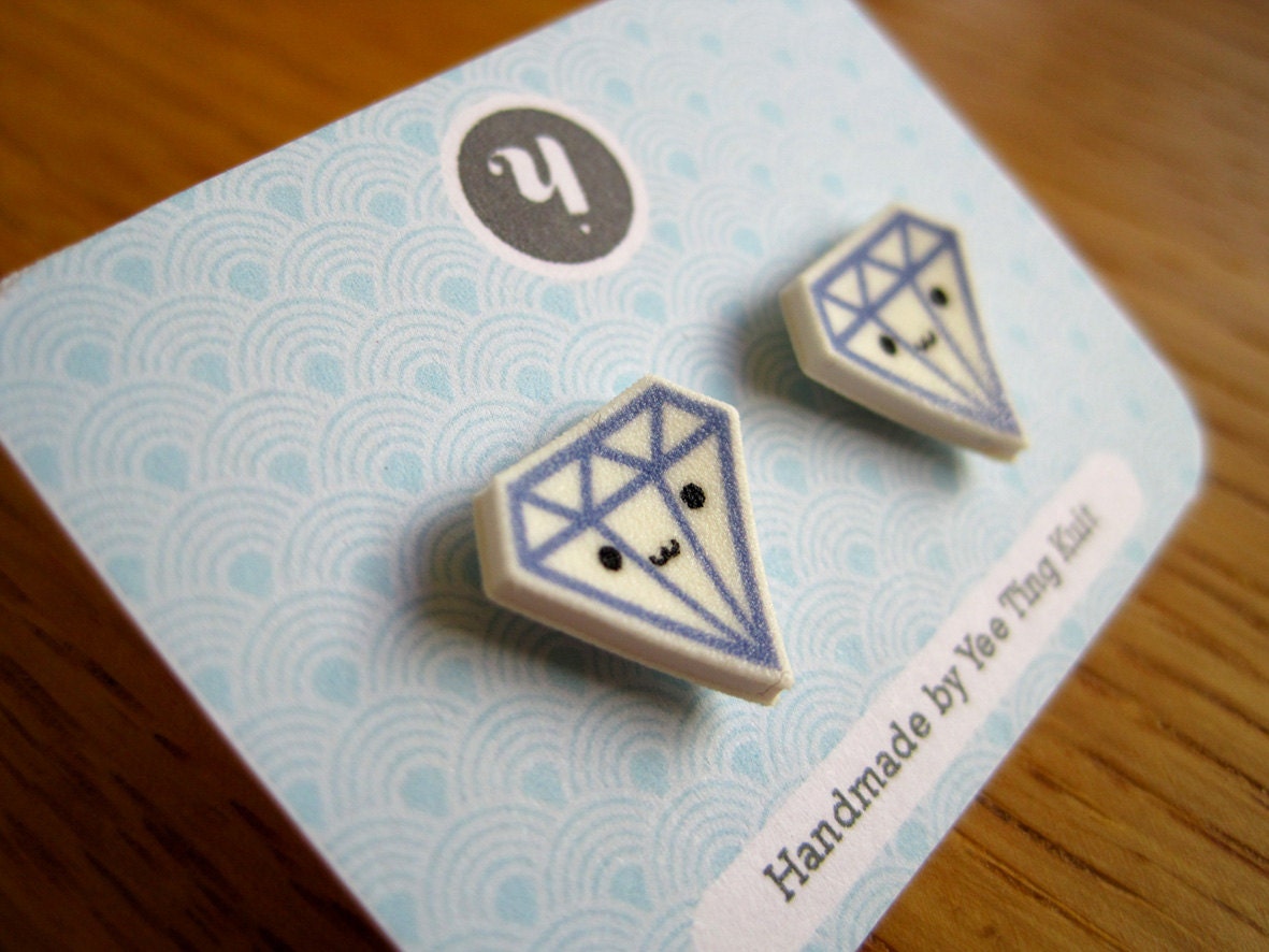 Diamond Shrink Plastic Stud Earrings