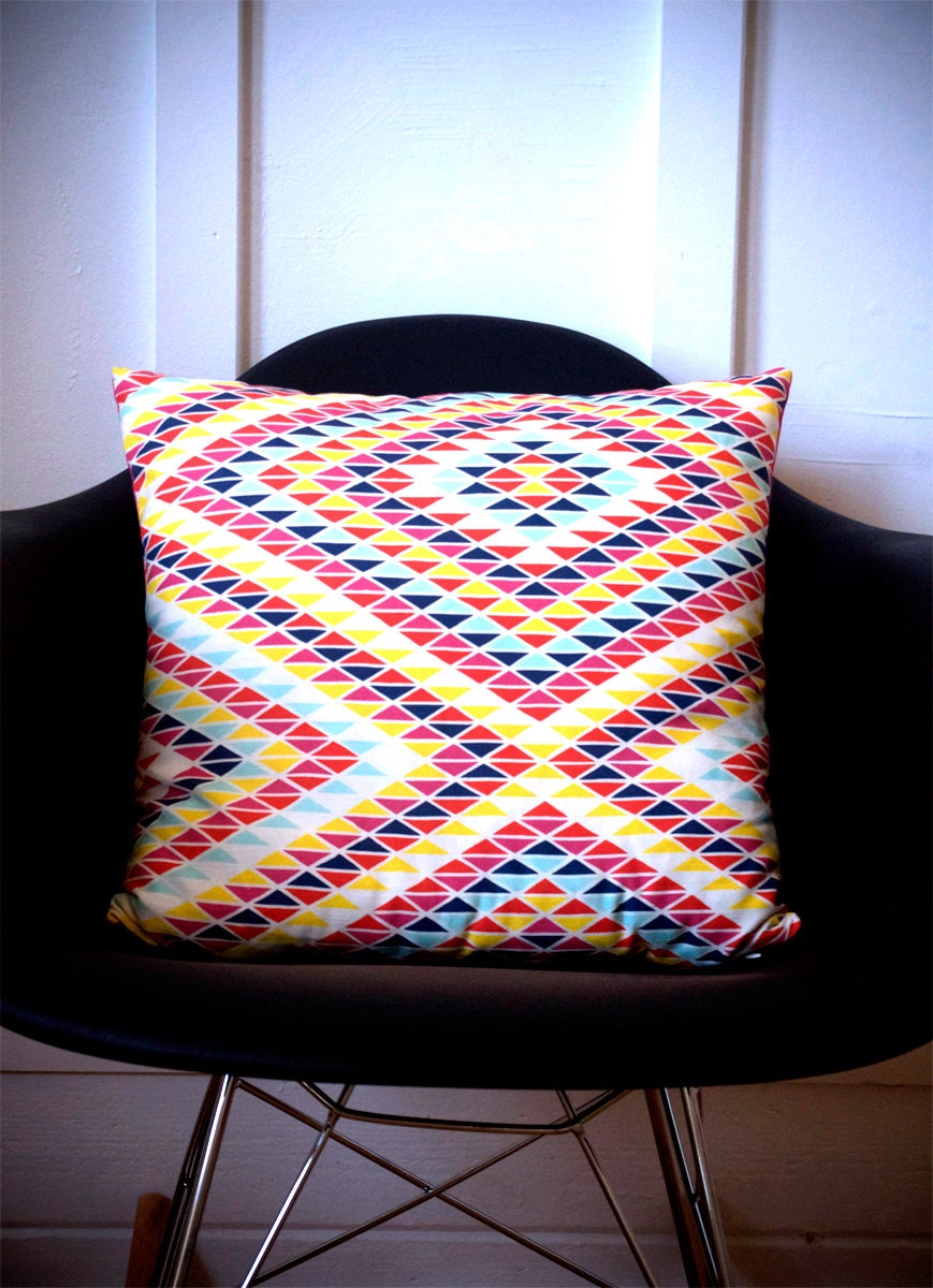 Sunset Rainbow Pillow - Poppy / Navy / Ocean / Lemon / Fuchsia - Cotton Linen