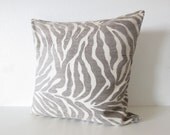 Decorative pillow cover - Animal Zebra Stripes - 20x20 - Gray - Off White - Zebra Pattern