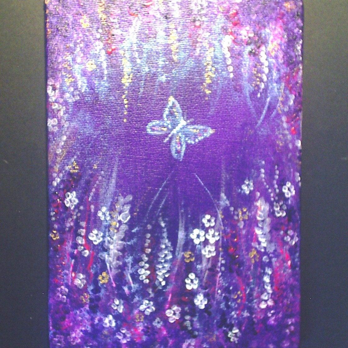 7x5" Acrylic purple butterfly painting. POST FREE