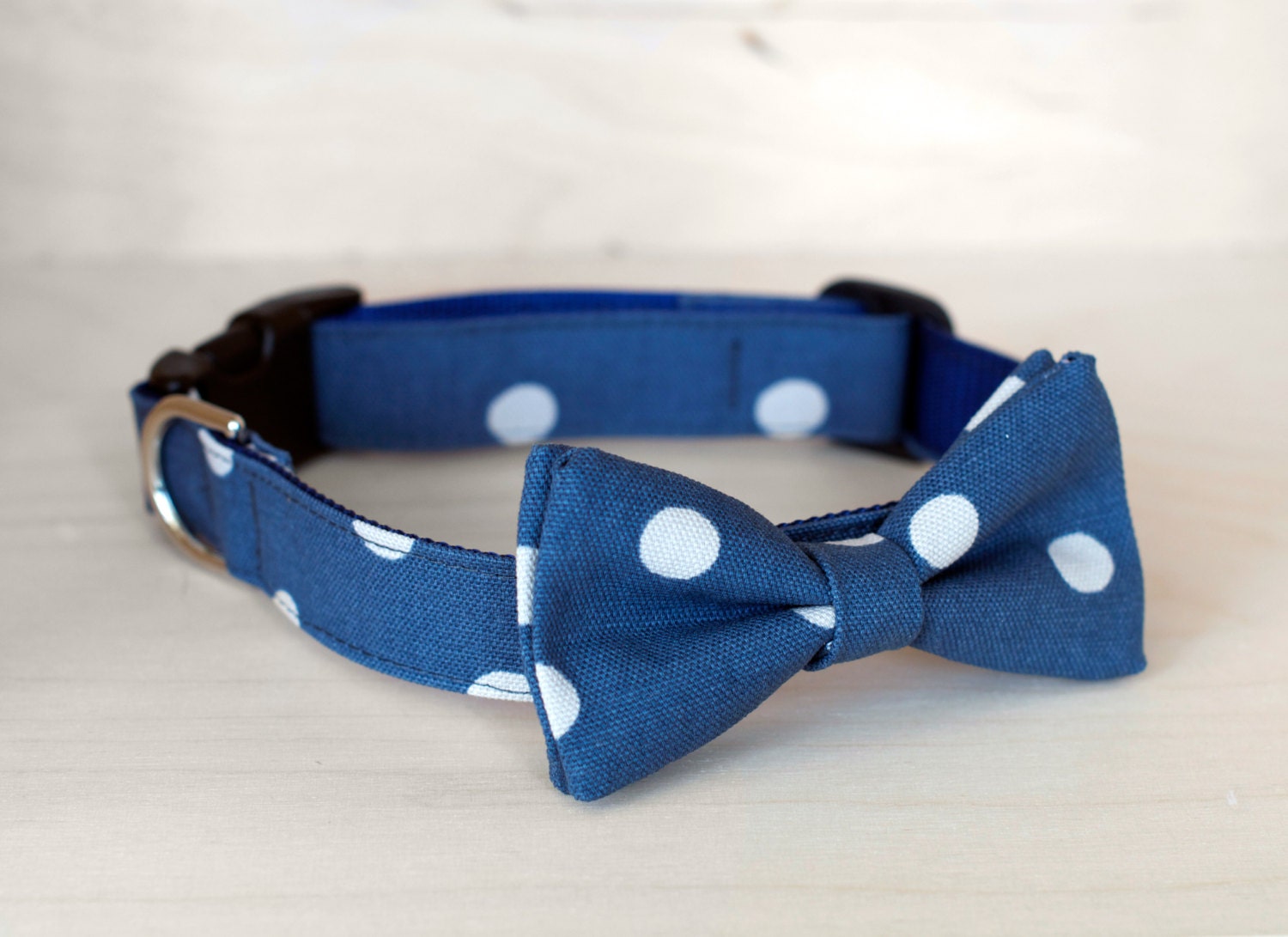 Light Blue Dot Dog Bow Tie Collar