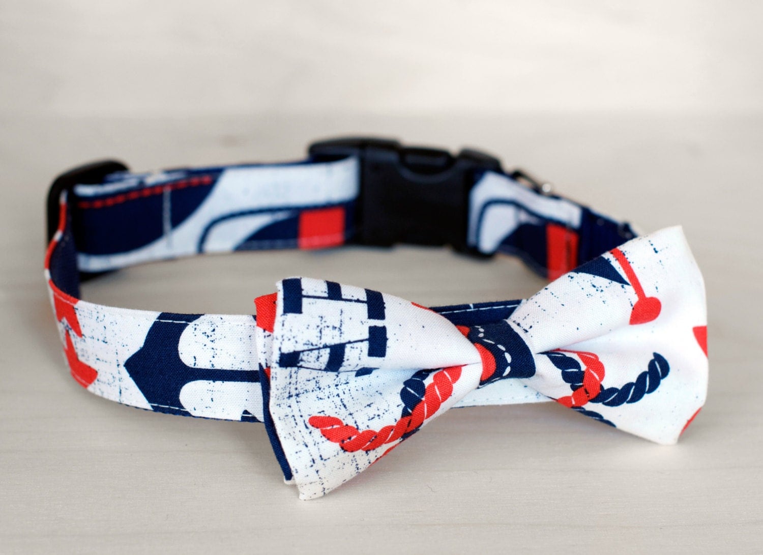 Nautical Dog Bow Tie Collar