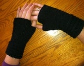 Soft Knit Fingerless Gloves - Black