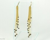 Gold Chain Fringe Earrings with Faceted Smokey Quartz and Black Spinel Rondelles AC0686 by Ashley Childs