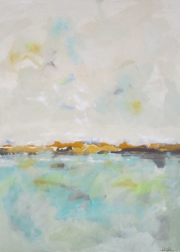 Coastal Abstract Minimalist Landscape Painting -Rush Creek 36 x 48