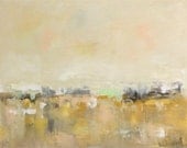Abstract City Skyline Painting Original Art - City with Gold 14 x 11