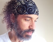 Black Ocean Batik Gypsy Wrap, size M - dread wrap, yoga headband, hair wrap, head scarf