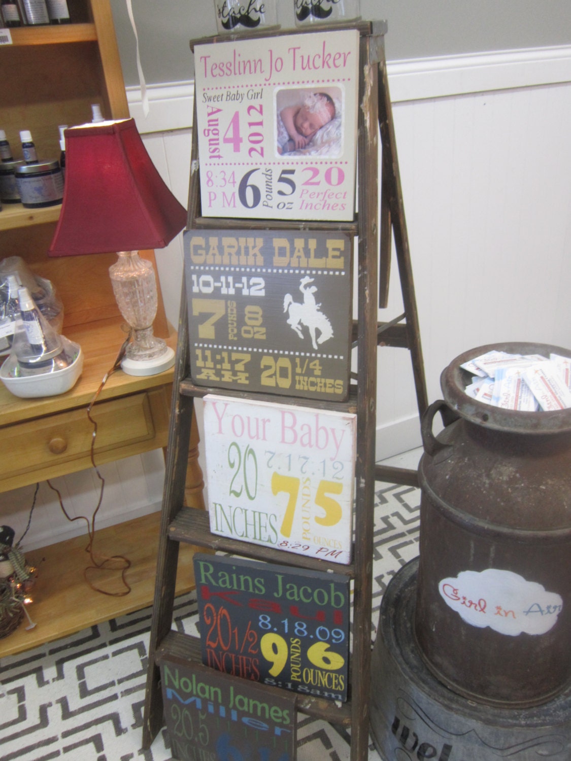 Birth Announcement Hand Painted Distressed Sign