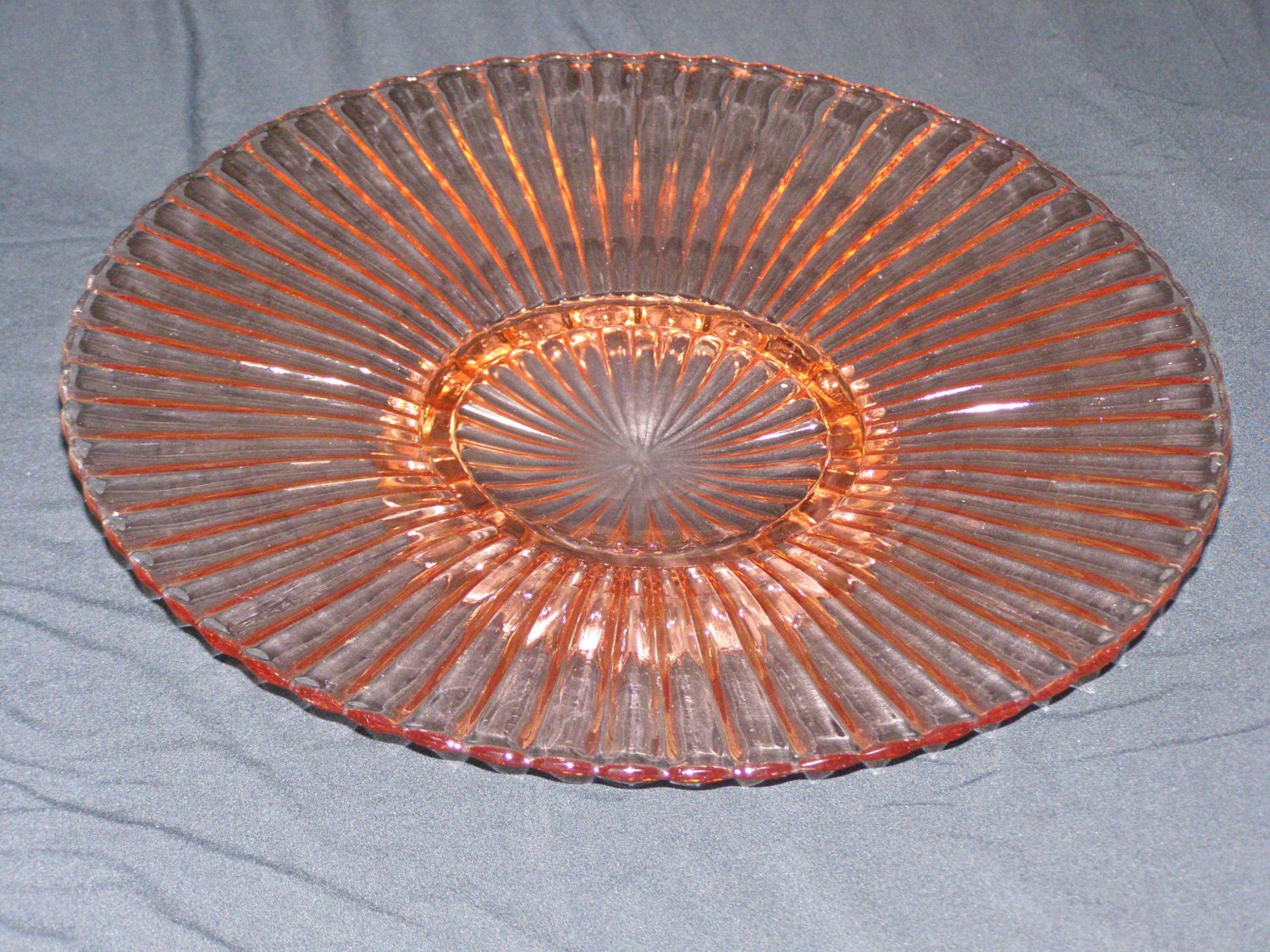 Vintage Pink Depression Glass Tray or Cake Platter Plate Server Bubble Pedestal