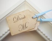 Favor Tags, Drink Me Tags, Alice In Wonderland, Script Font, Choice Of Ribbon Colors Set Of 10