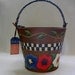 Patriotic, Tole Painted, Large Rusty Metal Pail or Bucket with Handle, Americana